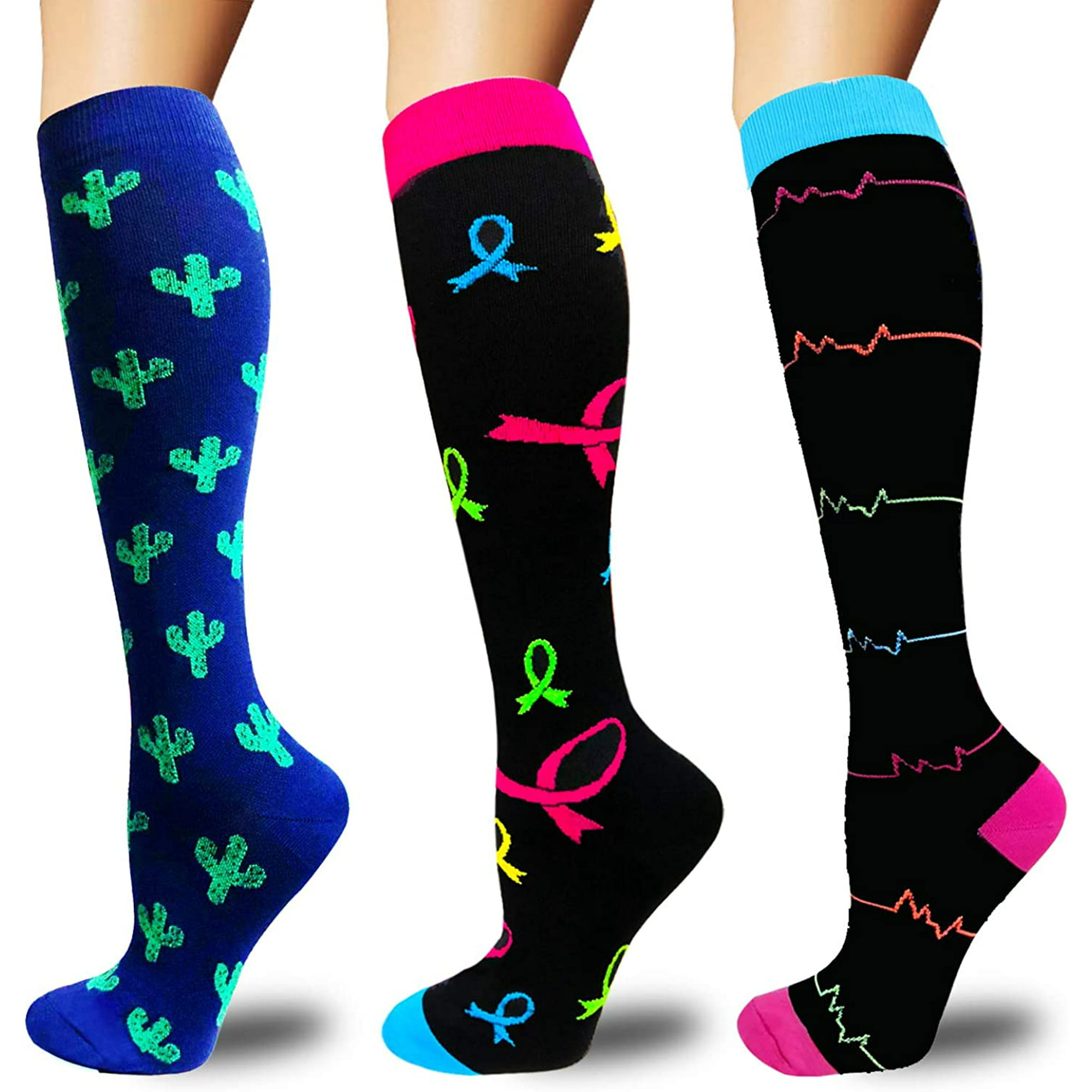 Compression Socks Pack of 2 For Women & Men Best For Running Travel XXL, Blue Pregnancy Nursing,Better Blood Circulation 20-30mmHg